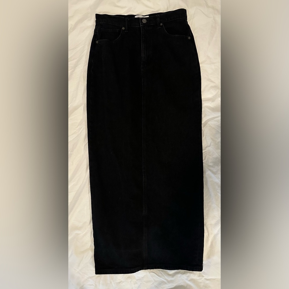 Reformation Daria Ultra High Ride Denim Maxi Skirt (Black)